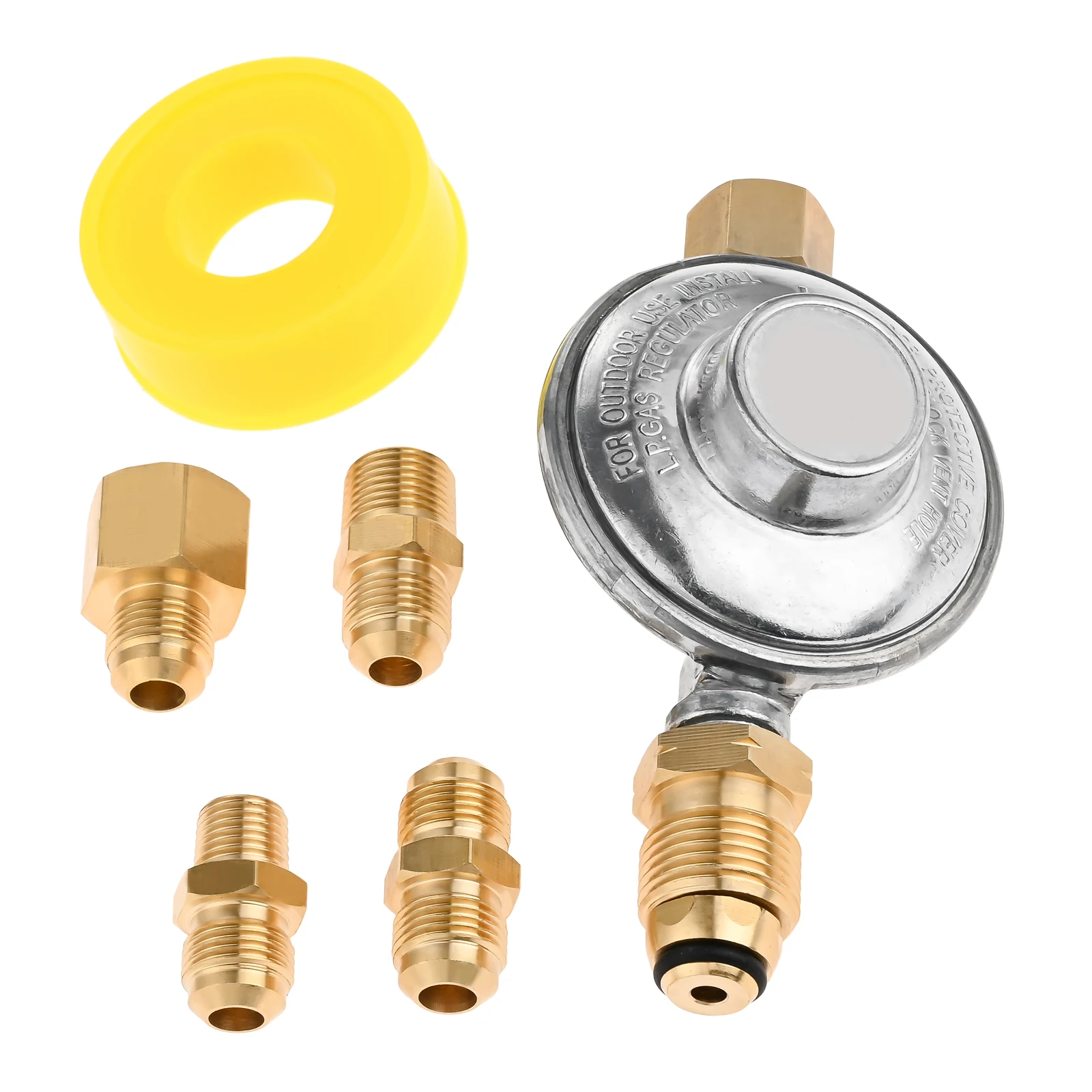 

POL Propane Low Pressure Regulator 3/8" Female Flare 1/2" Female NPT 3/8" Male 1/4" Male NPT Adapter for Barbecue Grill Stove