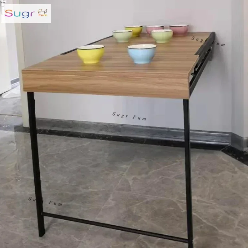 

Multifunctional folding dining table, wall curtain, invisible, solid wood