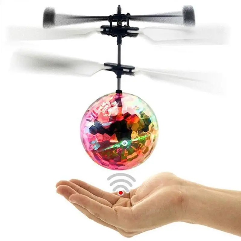 Colorful Flying Ball Helicopter Guesture Sensor UFO Novelty Anti-stress Drone Built-in USB Charge Flash LED Lighting Toy for Kid