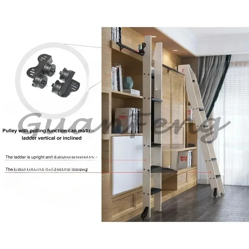 3 meter slide library ladder black track kit, telescopic upper roller (no ladder)