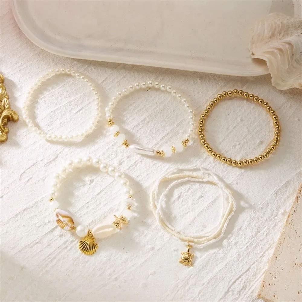Fashion Ocean Series Multi-Layer Bracelet Bohemian Style Handmade Beaded Shell Coral Bracelet Stackable Bracelet For Women