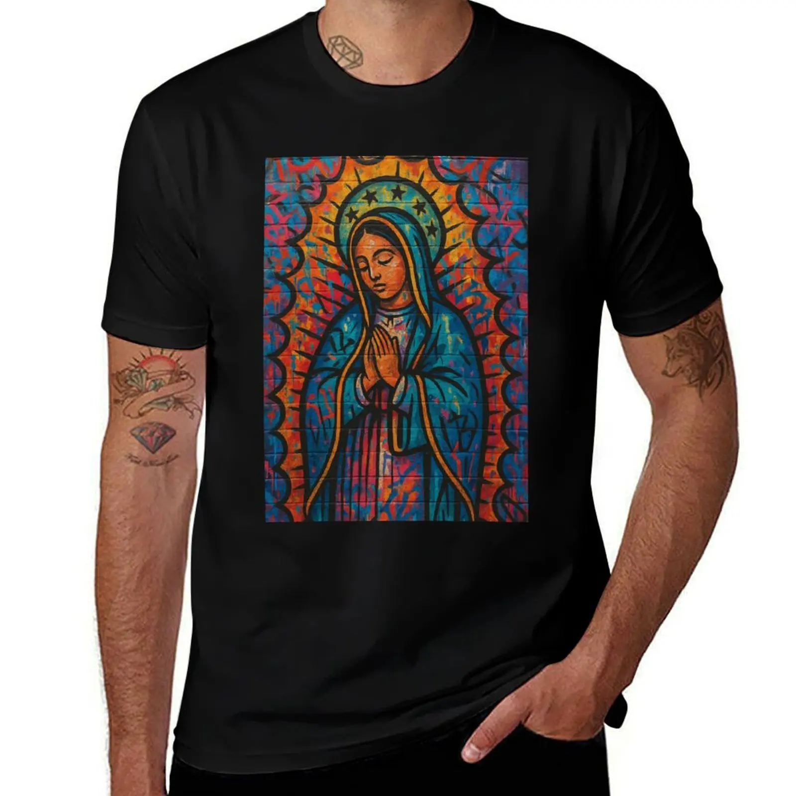 

Virgen De Guadalupe Graffiti Art T-Shirt graphic tee shirt Funny t-shirt t shirt men