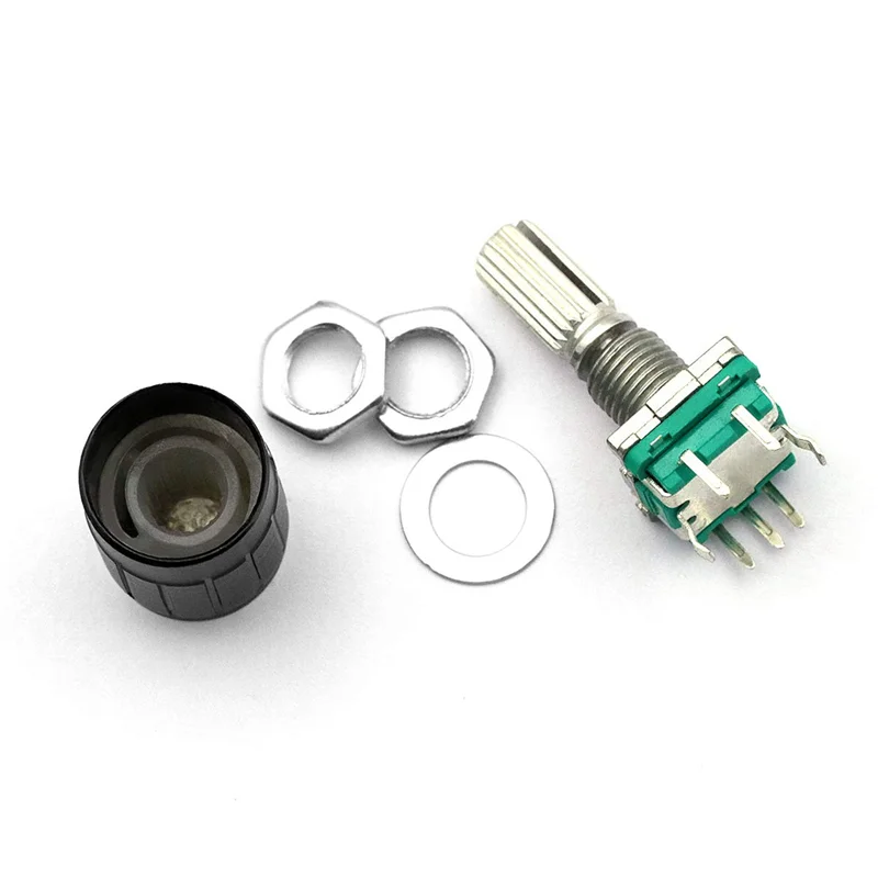 【Superdeals】(7 ขา 20 มม.) 20 ชิ้น 360 องศา EC11 Rotary Encoder รหัสสวิทช์ดิจิตอล Potentiometer พร้อมหมวก