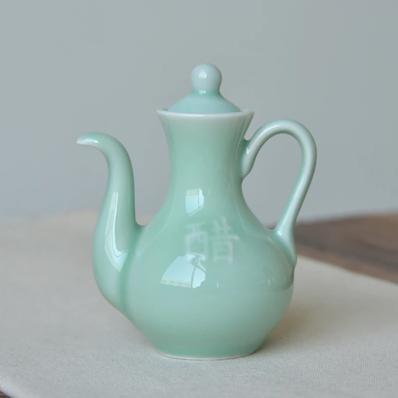 

Керамический горшок для масла Celadon, бутылка для соевого соуса с крышкой, горшок для уксуса, бутылка для приправ, горшок для приправ, чайник