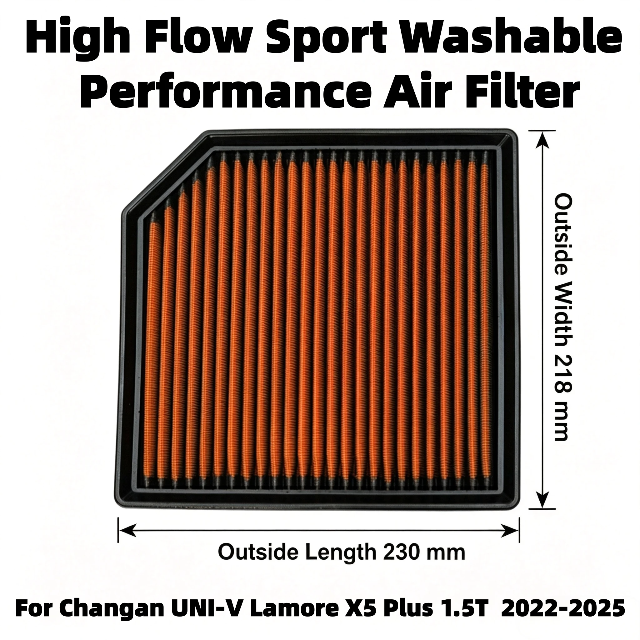 High Flow Sport Washable Performance Air Filter For Changan UNI-V Lamore X5 Plus 1.5T JL473ZQ7 JL473ZQD 2022-2025 1109190PT01