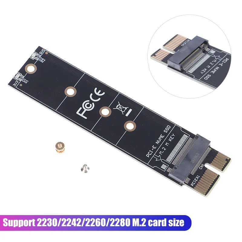 PCIE to M2 Adapter NVMe SSD M2 PCIE X1 Raiser PCI-E PCI Express M Key Connector Supports 2230 2242 2260 2280 M.2 SSD Full Speed