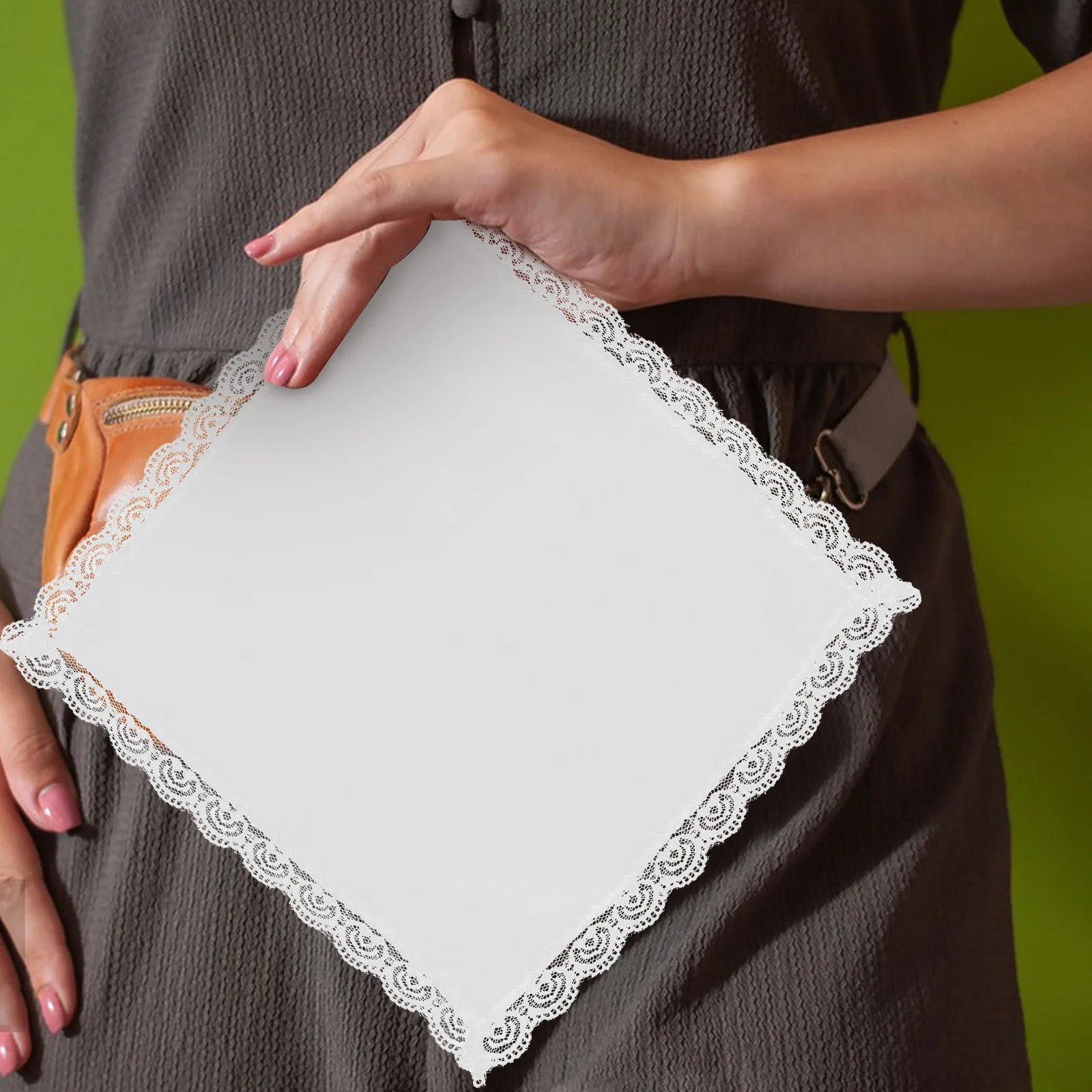 

12Pcs Pure Color Lace Handkerchiefs Cotton Square Soft for Women Ladies Wedding Vintage Style Sweat Absorbing Elegant