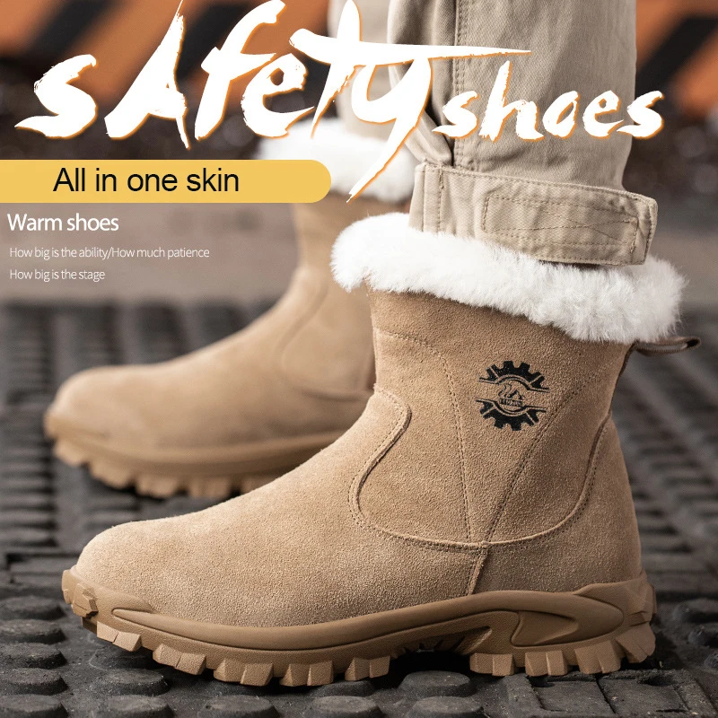 Safety Shoes Men Snow Boots Warm Winter Work Boots Male Anti-Smash Steel Toe Safety Shoes Men Work Shoes Anti-Spark Welder Boots