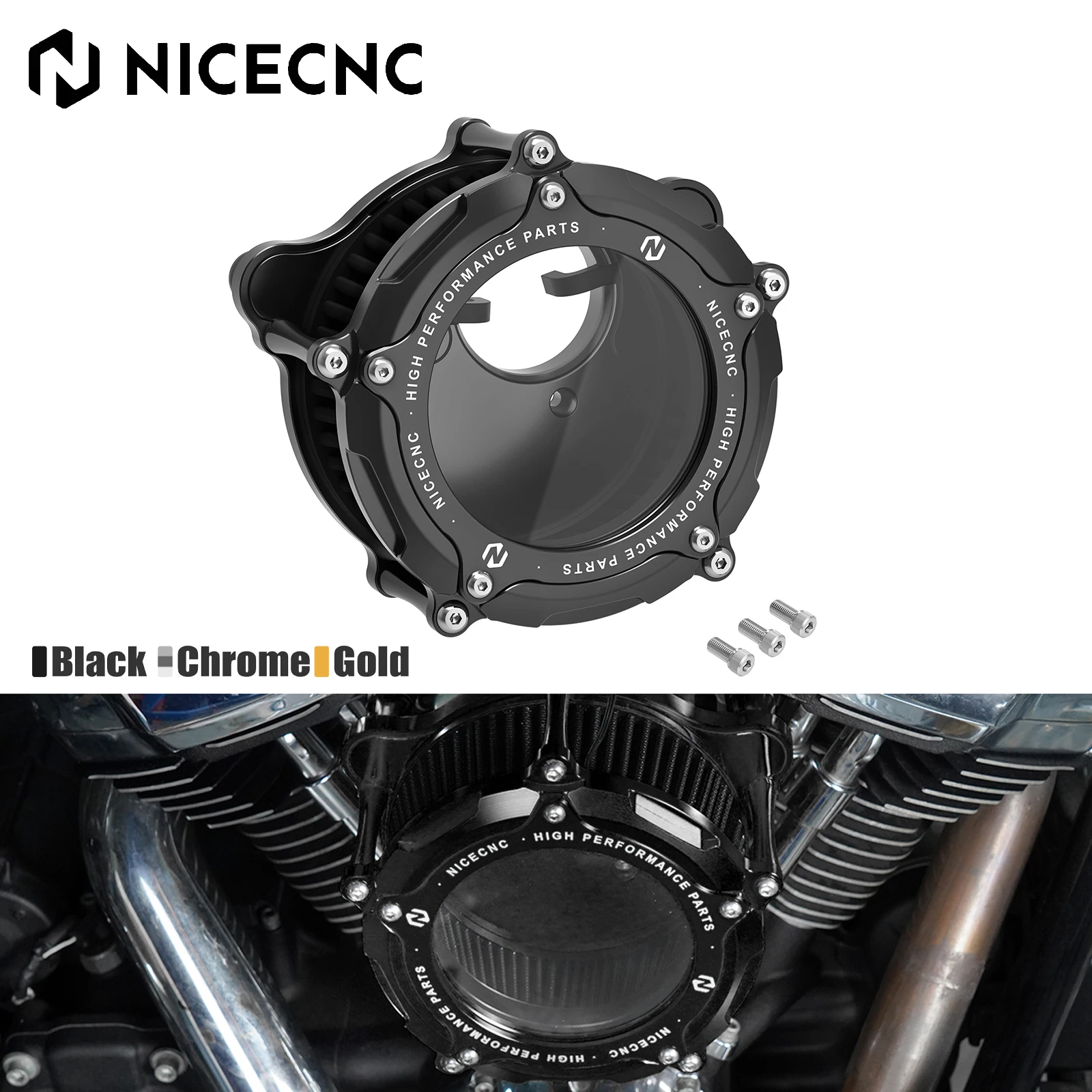 For Harley Street Glide FLHX 2017-2023 Air Cleaner Intake Filter With LED Light Road King FLHR Road Glide FLTRX FLTRXS 2017-2023