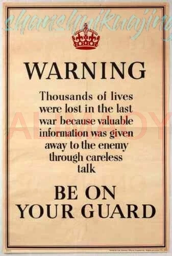 Vintage Poster Home Front WWII Warning 1940s Metal Sign Plaque Pub Bar Mancave sign