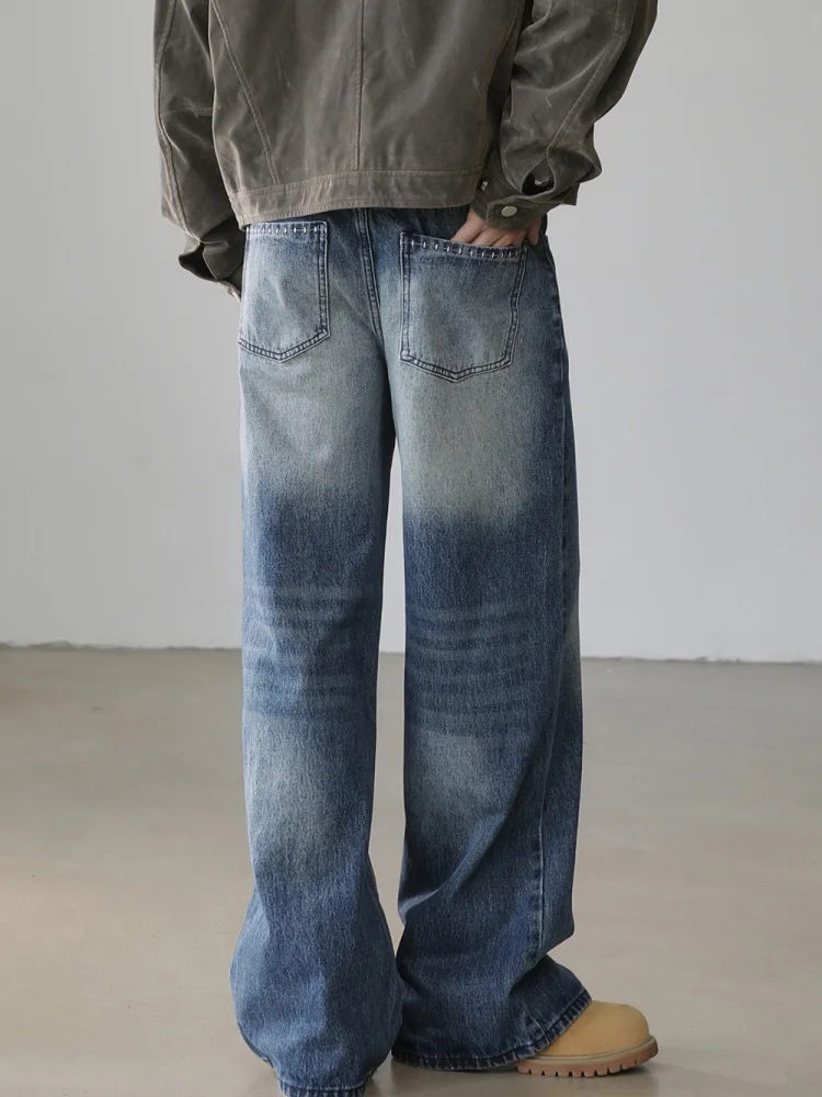 2026 Ropa Y2K Fashion Button Fly Washed Blue Baggy Cleanfit Casual Jeans Pants For Men Clothing Straight Luxury Denim Trousers