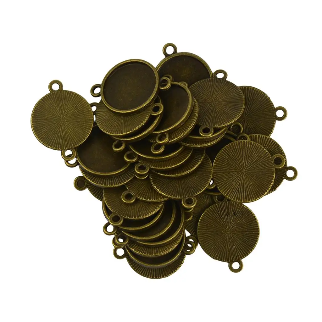 DIY Jewelry Connector Bronze Alloy Blank Cabochon Bezel Round Base Findings Pendant Setting for Crafting