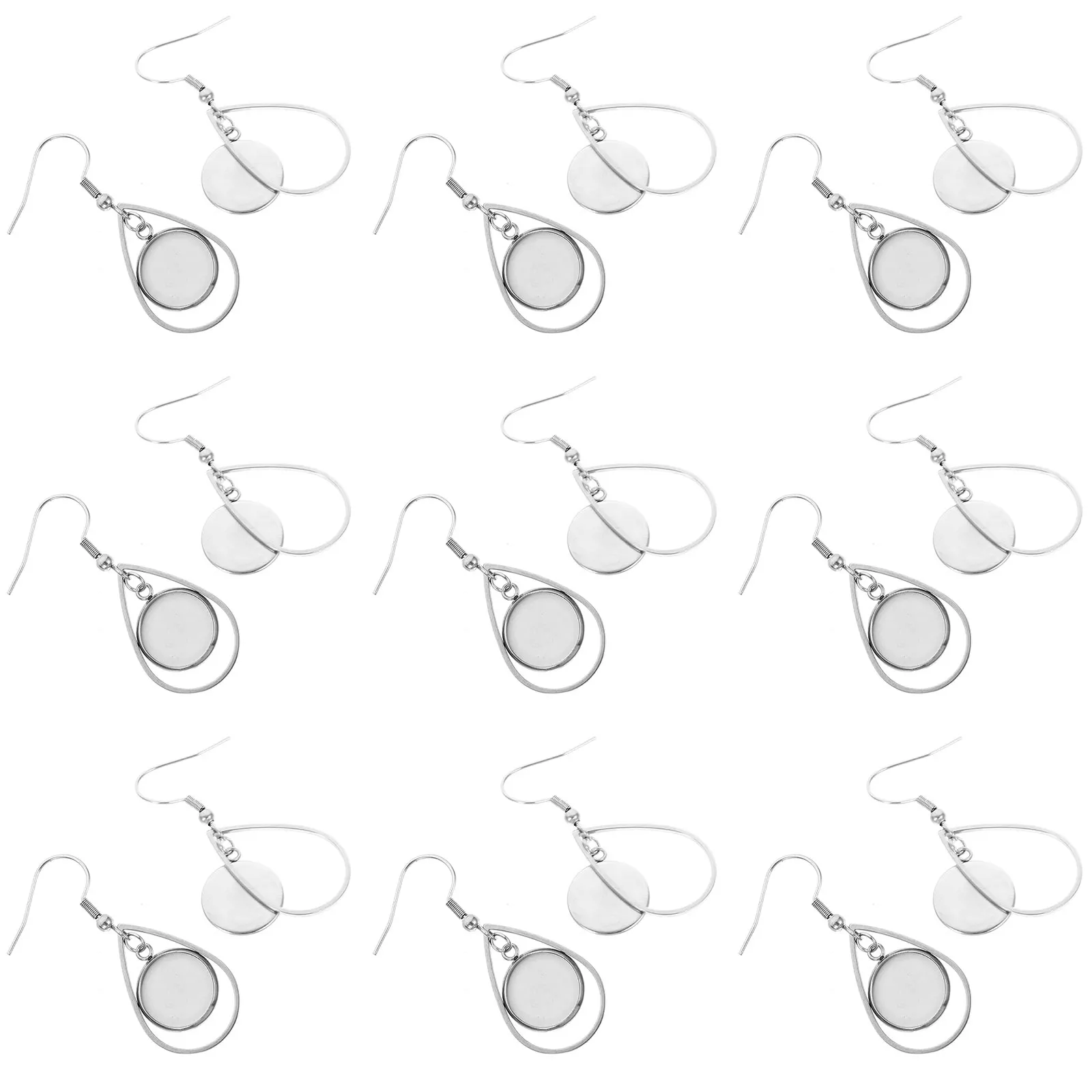

20pcs Stainless Steel Earring Hooks Bezel Pendant Earring Making Base Diy Jewelry Resin Frames Lightweight Durable Storage Easy