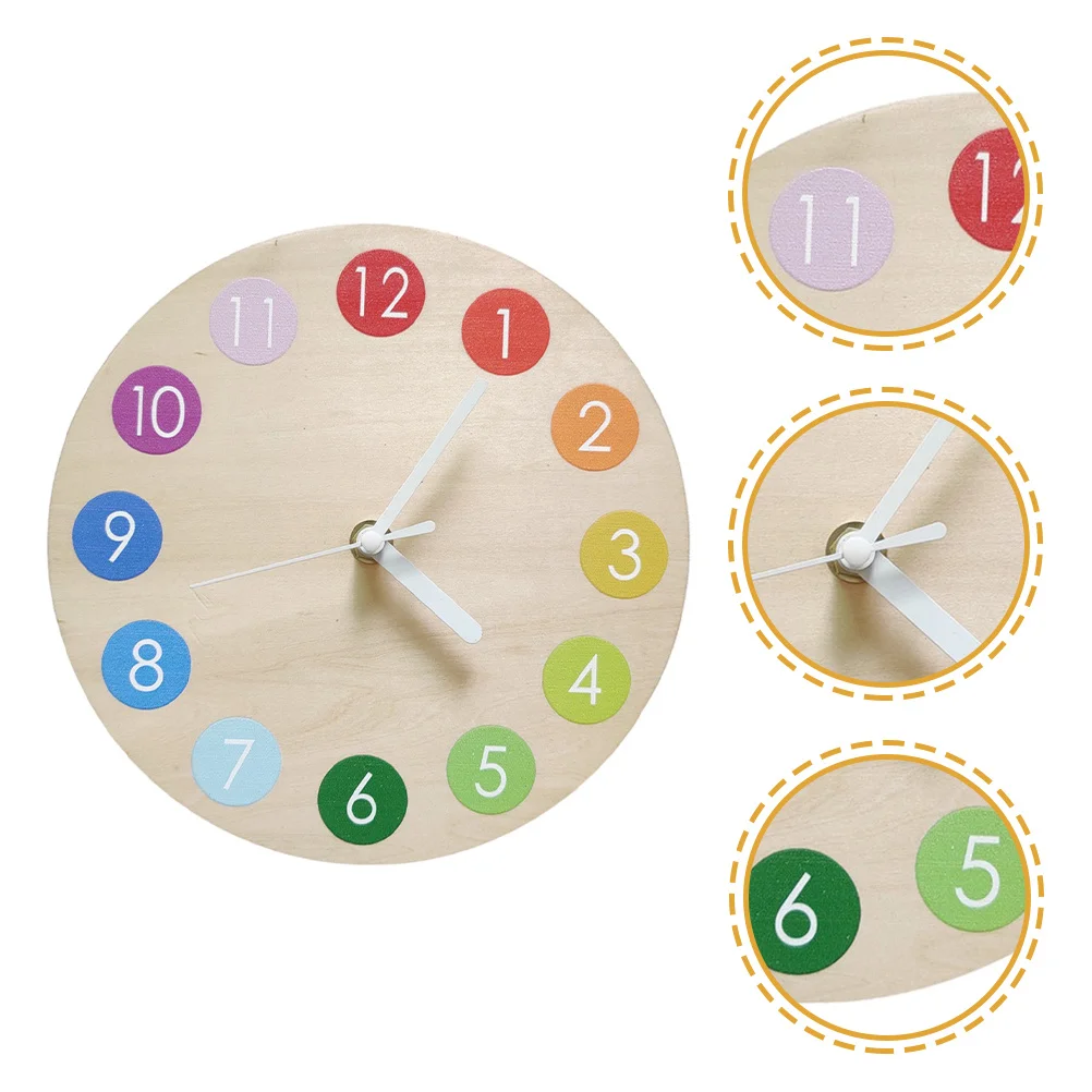 

Creative Wooden Wall Clock Multifunctional Decorative Home Living Room Mute Hanging Clock Rainbow Color Wood Material