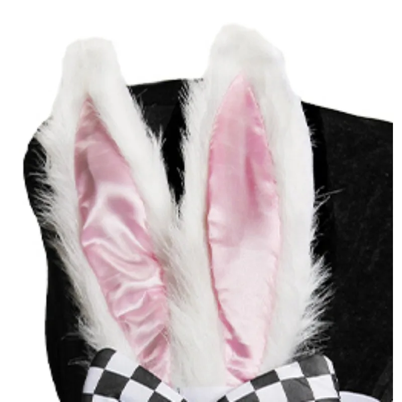 PESENAR costume da coniglio bianco set cappello pazzo orecchie di coniglio top cappello di peluche accessori di pasqua di Halloween festa di festa