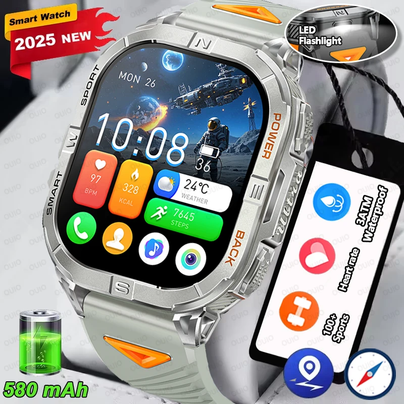 

New 2.13" AMOLED Screen Outdoor Smartwatch GPS Compass LED Flashlight Altimeter 3ATM Waterproof 580mAh Bluetooth Call Smartwatch