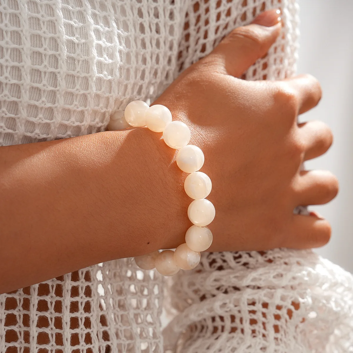 Women's Retro Elastic Round Bead Chokers & Bracelets Set