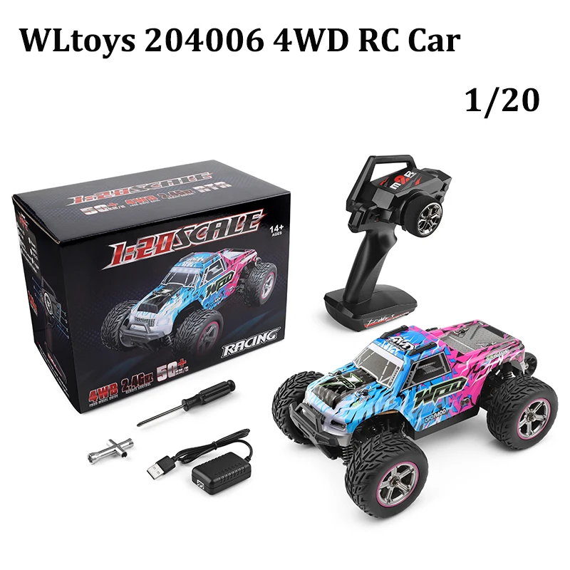 

WLtoys 204006, масштаб 1/20, 4WD радиоуправляемый автомобиль со светодиодной подсветкой, металлическое шасси 2,4G, высокоскоростной внедорожный электромобиль для дрифта