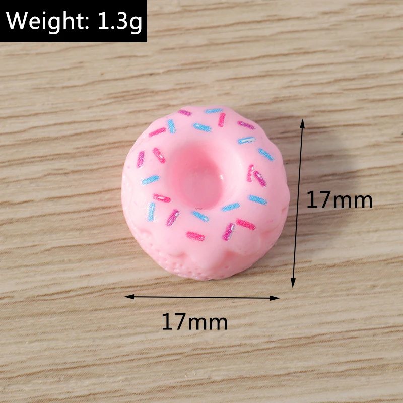 Tusember 15 Stück Zufällig Gemischte Bunte Süße Donuts Niedliche Harz-Flachfiguren für Handgefertigte Handyhüllen-Deko Haarspangen-Zubehör DIY-Bastelarbeiten – Detail 2