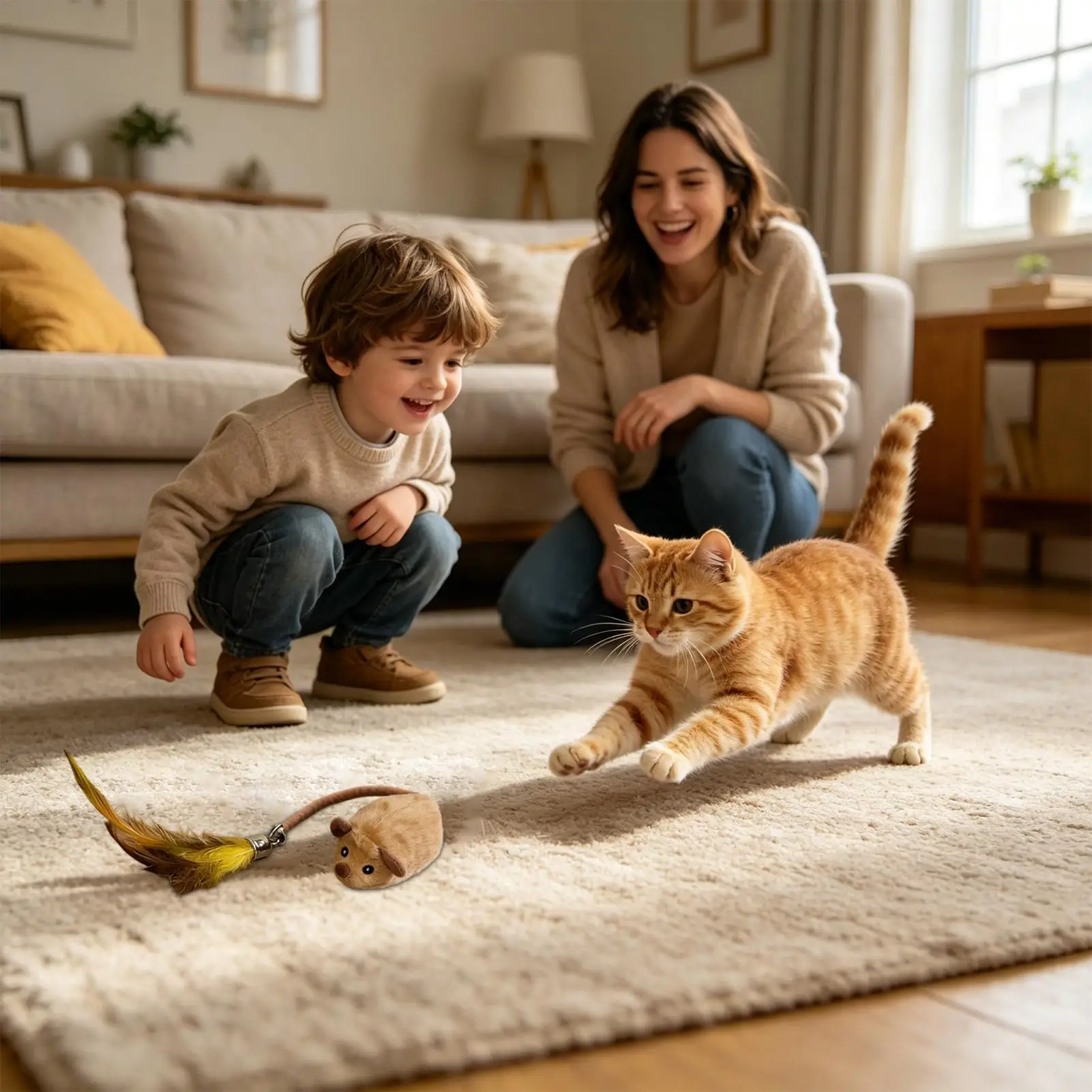 Katzenspielzeug Plüsch-Mäuse mit Glocke USB-Aufladbares Spielzeug für Katzen zur Zahnreinigung und Zahnfleischgesundheit Teppich- und Möbelreinigung