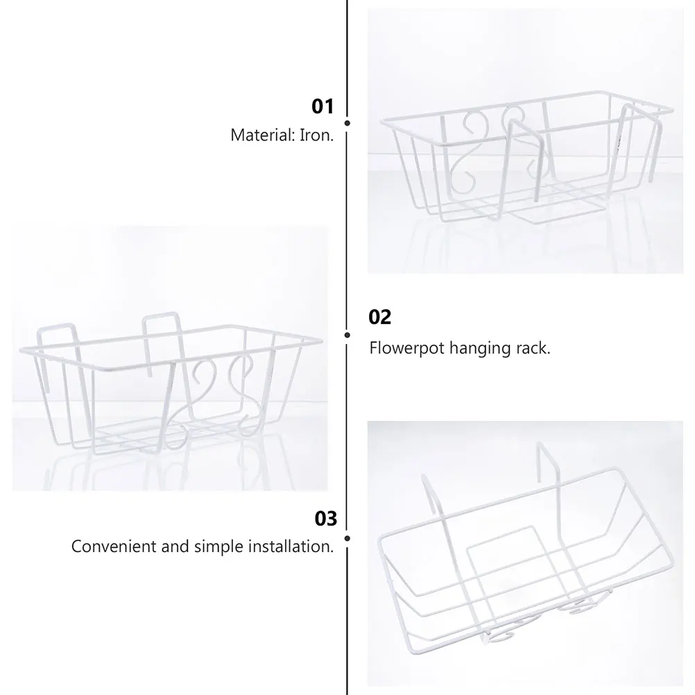 

2 Pcs Balcony Flower Stand Hanging Plant Rack Iron Pot Planter Railing Basket Shelf For Balcony Garden Outdoor