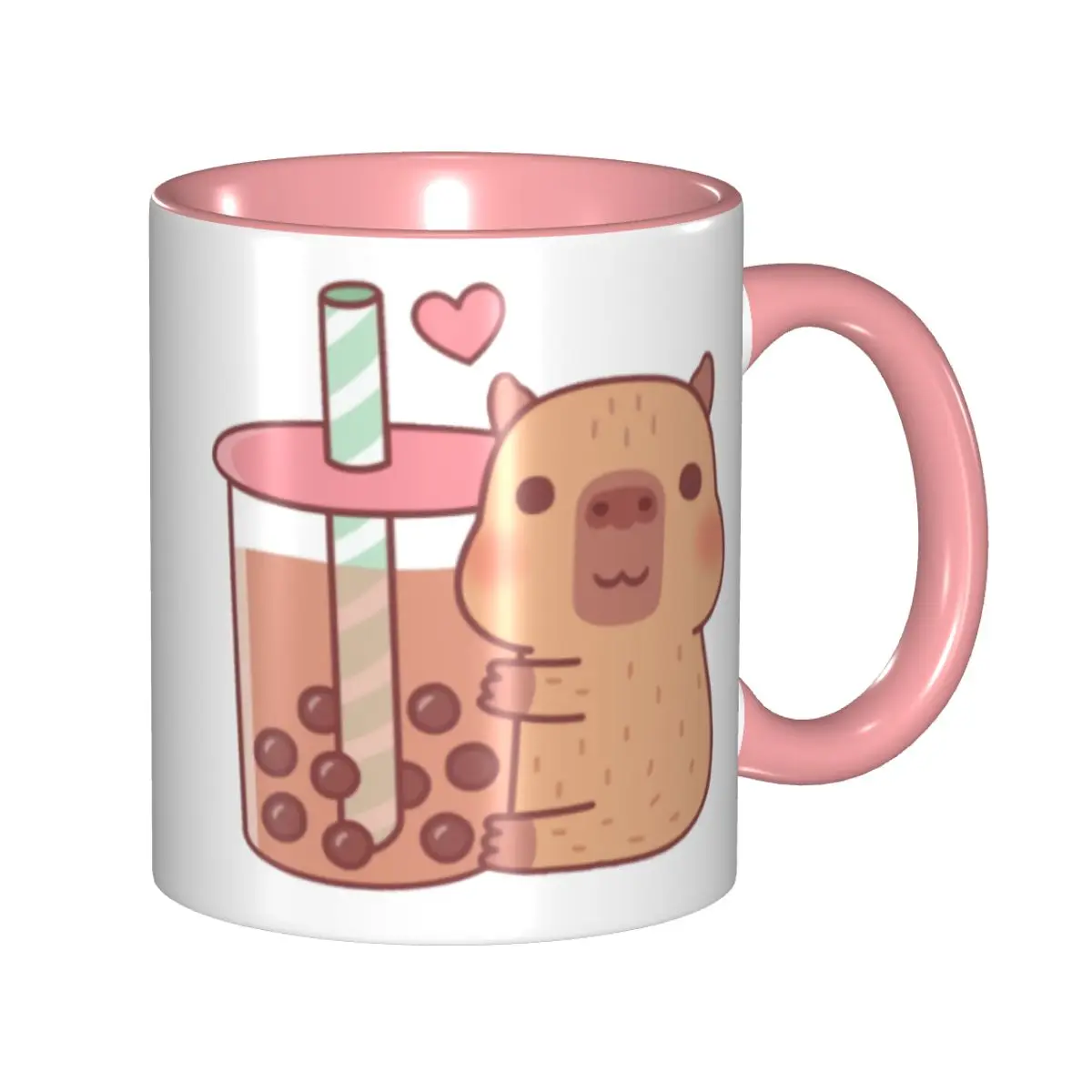 

DIY Cute Little Capybara Hugs Bubble Tea Ceramic Mugs Customized Coffee Cups Creative Present
