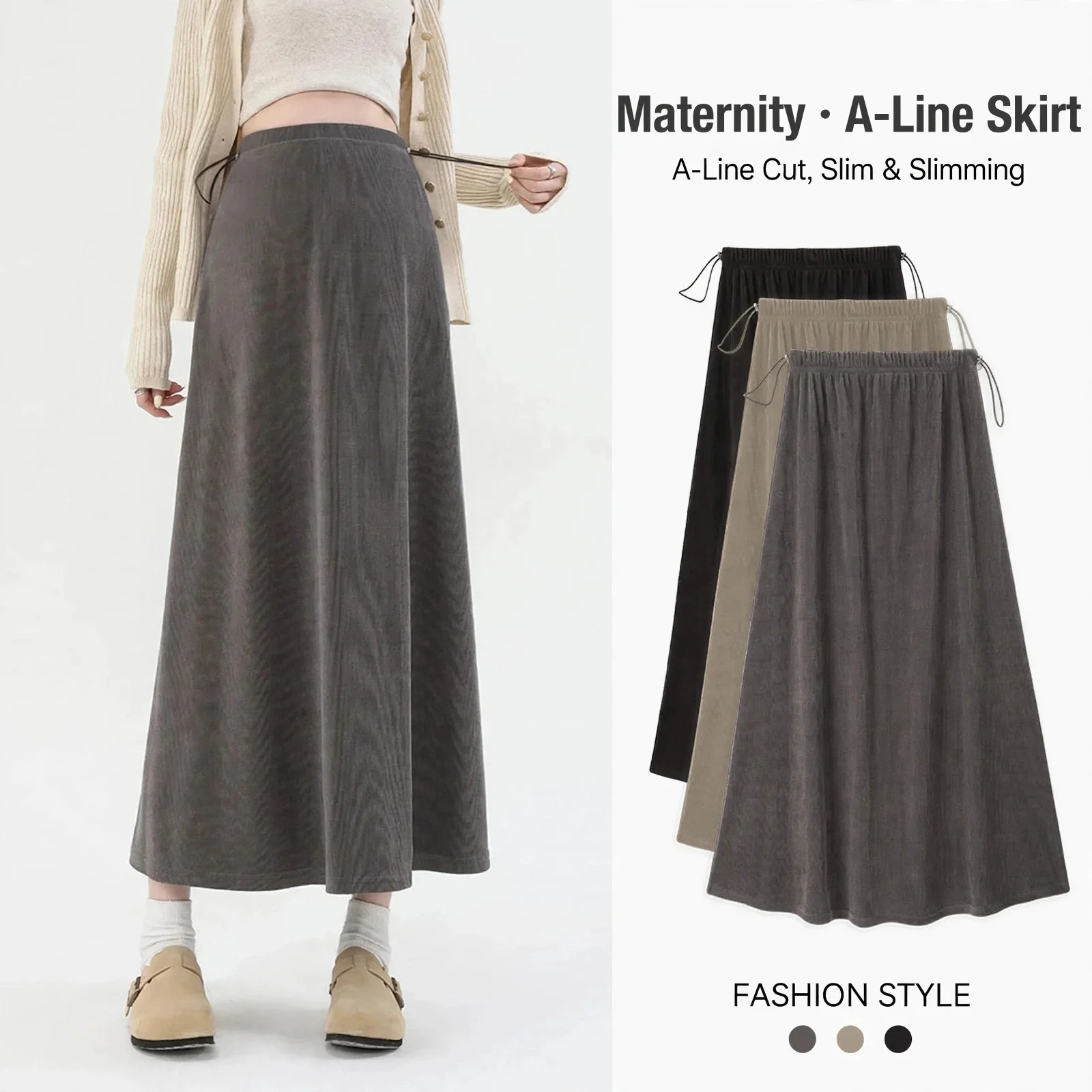Maternity Maternity Skirt Pleated Long Solid Color Maillard Style Summer Spring Pregnant Women Casual Daily Wear Korean Casual Trendy - Aliexpress Deal