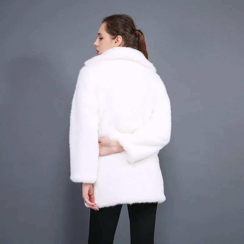 Zhou Dongyu Same Trench Coat 2021 Women's Fur Coat Slim Long Sleeves Medium and Long Coat Slim Rabbit Hair Women's Clothing