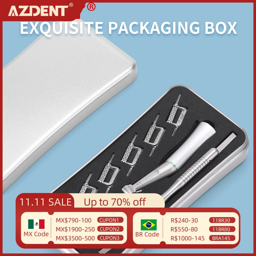 AZDENT Dental 4:1 Reduction Contra Angle Handpiece Interproximal Stripping Sets 10 Pcs Interproximal Strips Dentistry Instrument