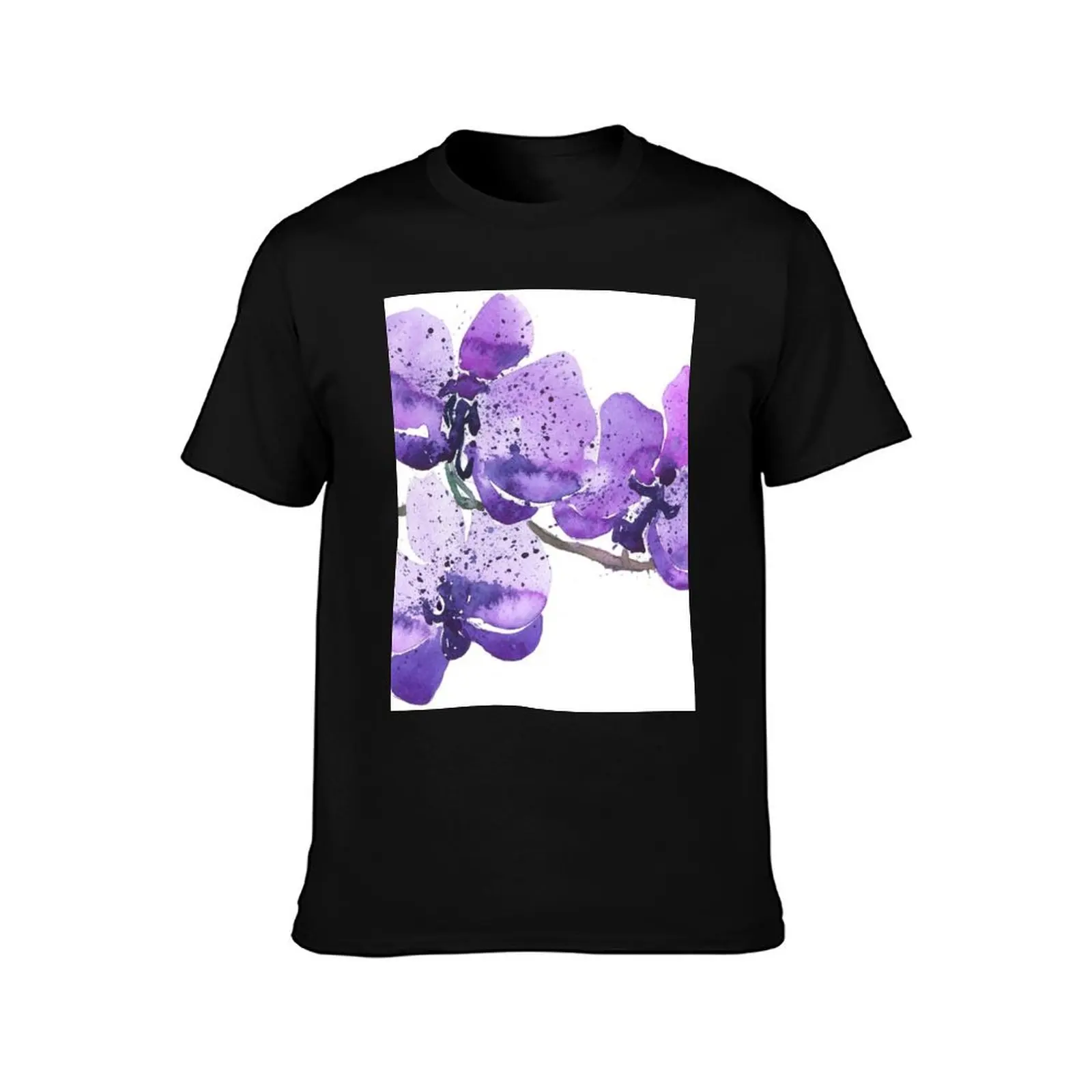 Purple Orchid Watercolor T-Shirt UV Protection Outdoor Tee Shirt T-Shirt