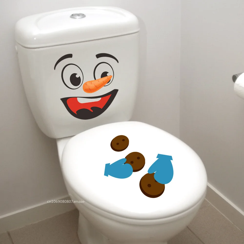 Festive 3D Snowman Toilet Lid Decoration Sticker Removable and Easy To Clean Bathroom Accessory for Christmas and Holiday Season