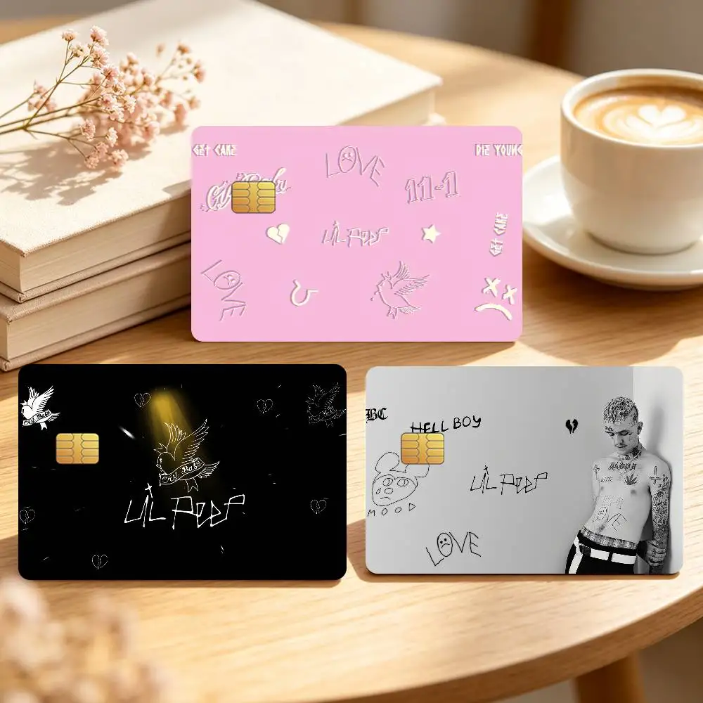 Rapper L-Lil Peep Music Credit Card Sticker Waterproof Anti-Scratch 4PCS Bank Debit Traffic Cover Decoration