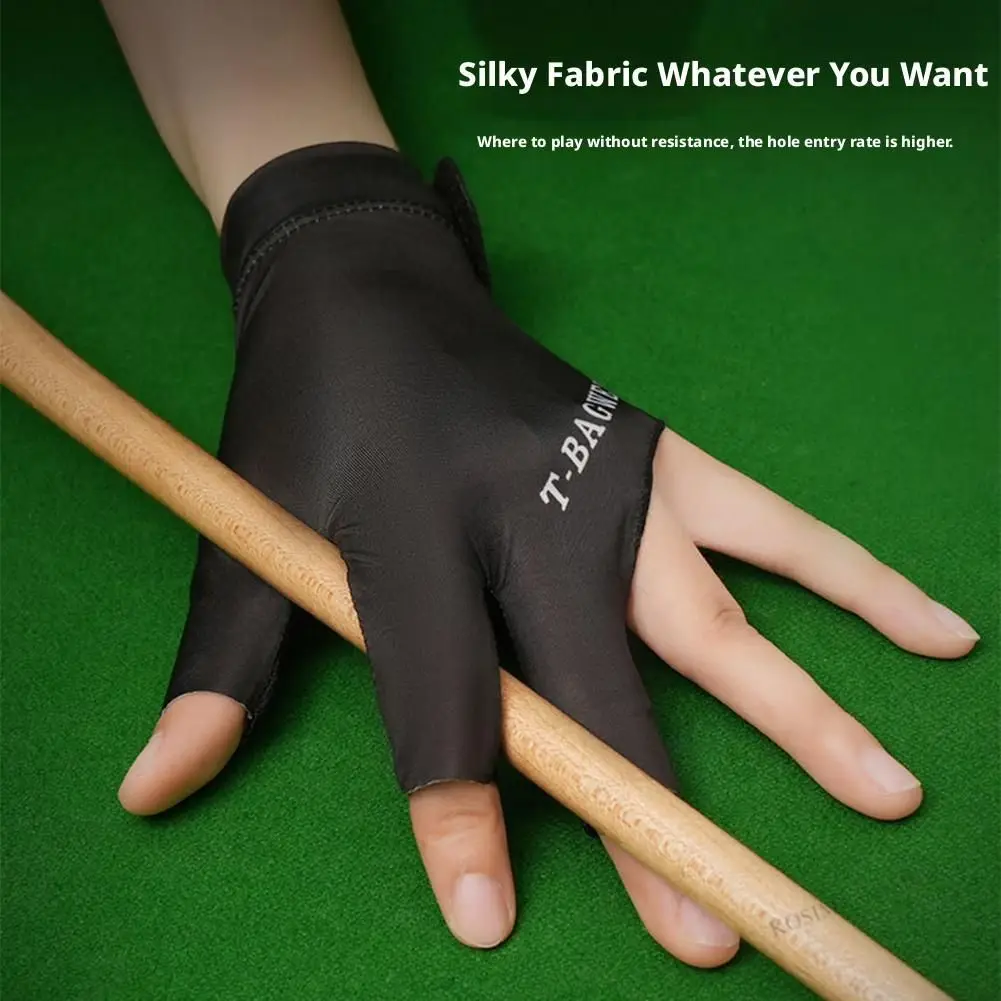 Left Hand Billiard Glove Snooker Three Finger Billiards Glove Non Slip Stickers Elasticity Billiard Training Gloves Accessories