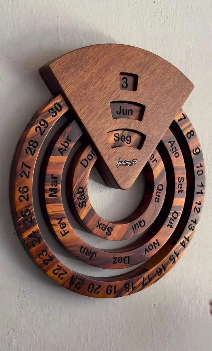 New Arrival Perpetual Wooden Wall Calendar Creative Round Wooden Concentric Calendar for Office Home School from India