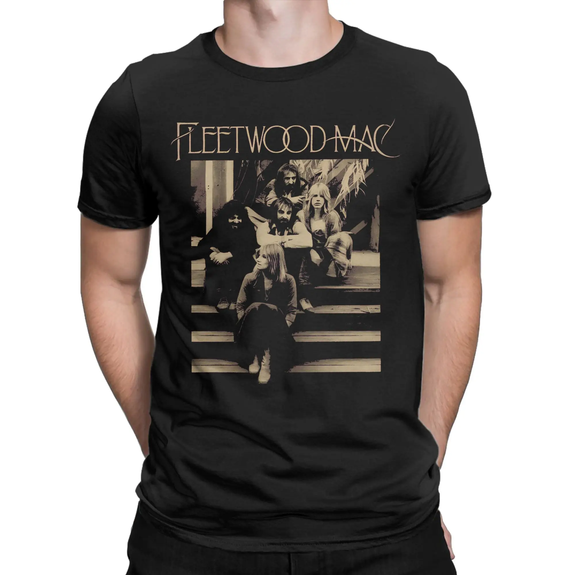 Fleetwood Mac T Shirt Men's  Pure Cotton Vintage T-Shirt Round Neck  Tees Short Sleeve Clothing 4XL 5XL