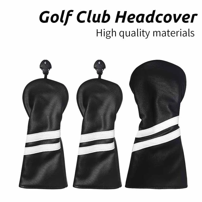 أغطية رأس خشبية لأرقام نادي الجولف من الجلد الفاخر للسائق الممر الخشبي الهجين مع علامات أرقام هدية للاعبي الغولف