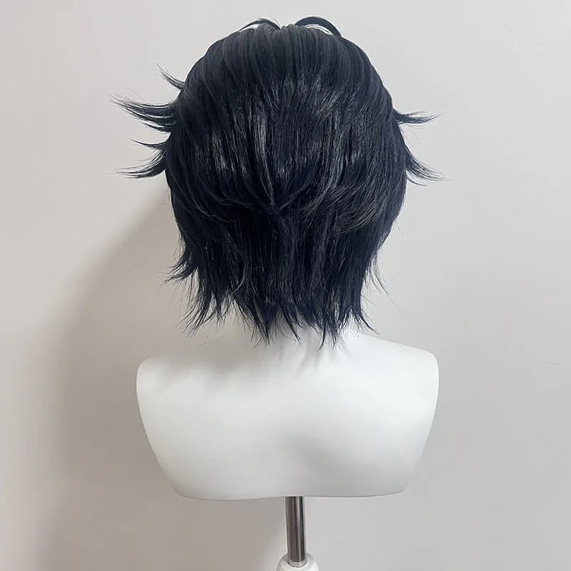 [Styled Wig]Asaba Harumasa Cosplay Wig ZZZ 30cm Short Black Blue Wig Heat Resistant Synthetic Hair Unisex Costumes Anime view 4