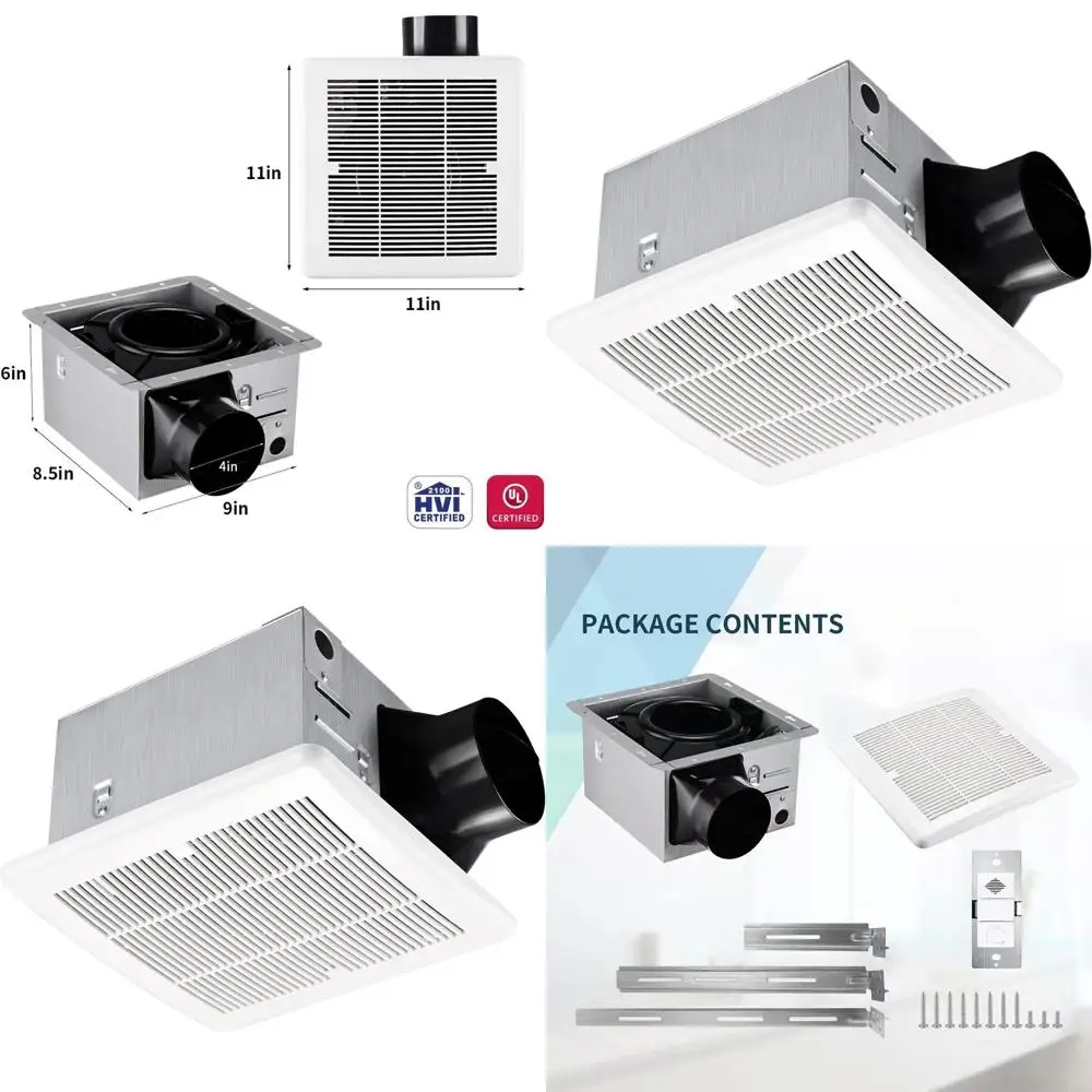 

Ceiling-Mounted 110 CM 1.5 Sone Bathroom Exhaust Fan with Humidity Sensor, No Attic Access Required
