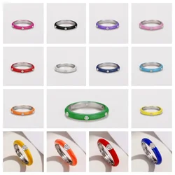 2024 Fashion Dazzling Colorful Enamel High Grade Ring Luxury Dragon Circle CZ Simple  Women's Finger Jewelry Wholesale