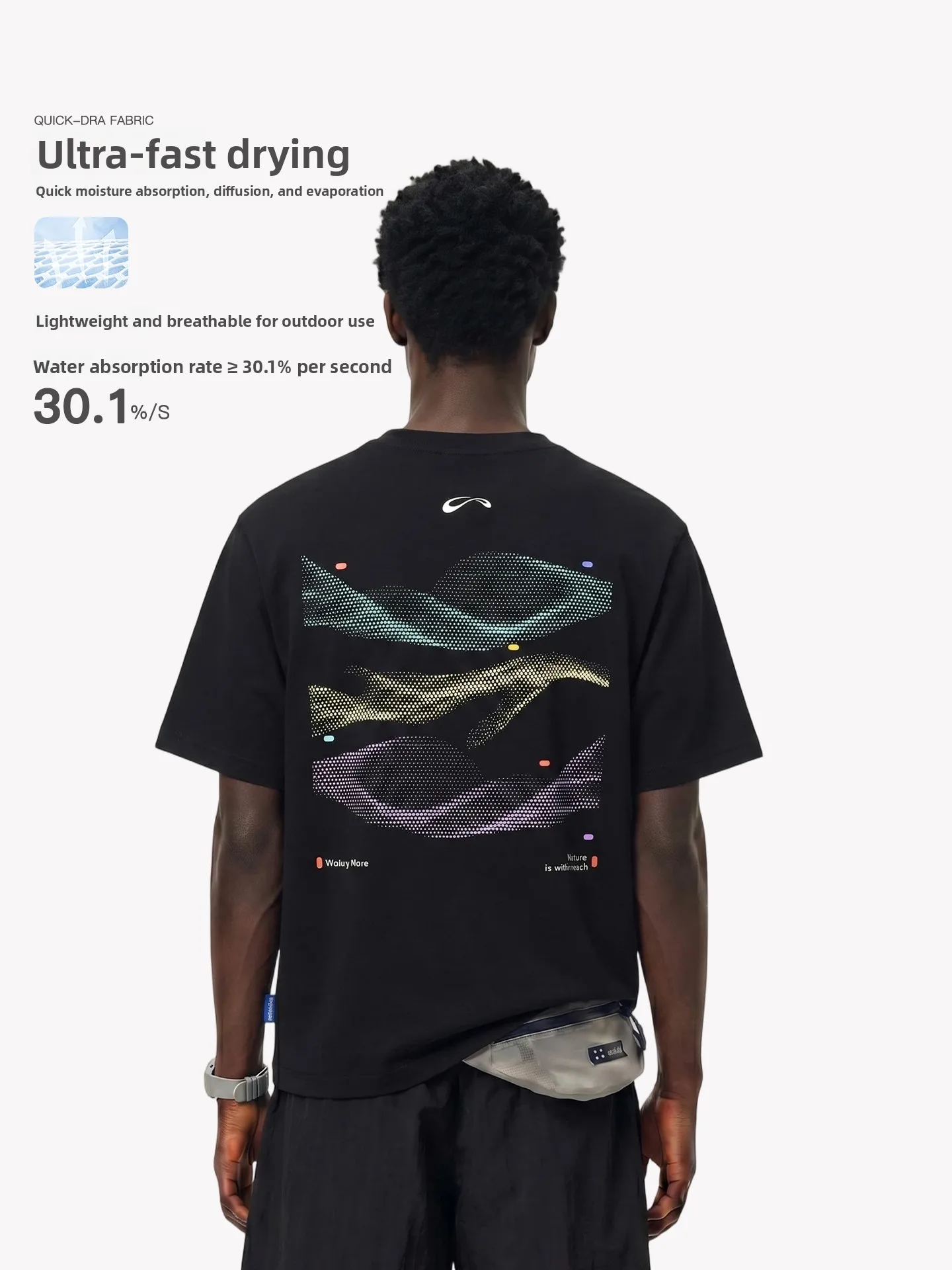 

Quick Dry Short Sleeve T-Shirt Unisex Outdoor Lightweight Cotton Polyester Blend round Neck Print Casual Summer Top