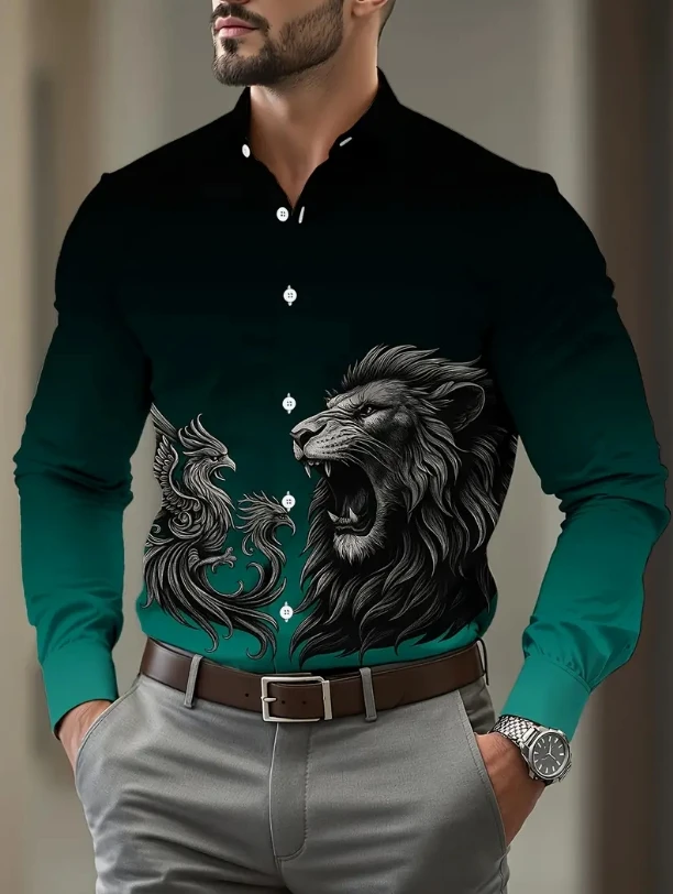 Men's Long Sleeve Plaid Shirt with Lapel Four-Way Stretch Party Workwear Print S-5XL Plus Size