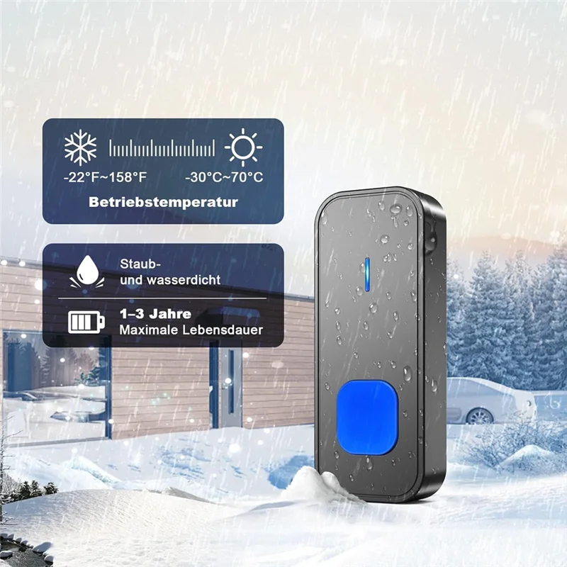 AA60-مجموعة جرس الباب اللاسلكي IP55 مقاوم للماء جرس الباب اللاسلكي 1300 قدم/400 متر جرس الباب عن بعد 55 الدقات 5 حجم ، للفصول الدراسية المنزلية
