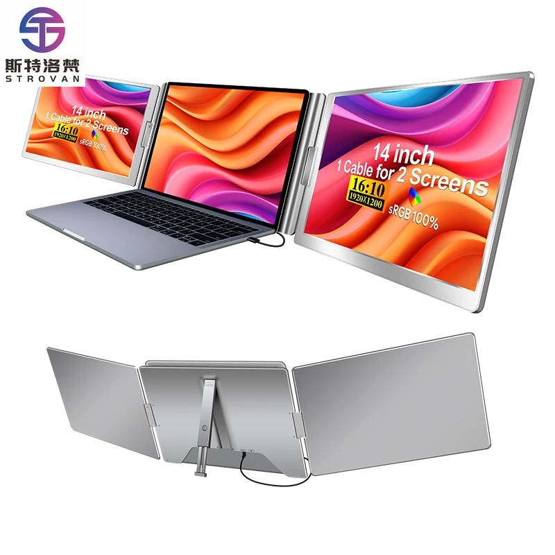 

High Quality 14" USB C IPS FHD Detachable Flexible and Foldable Dual Extra s Easily Portable Triple Screen Laptop