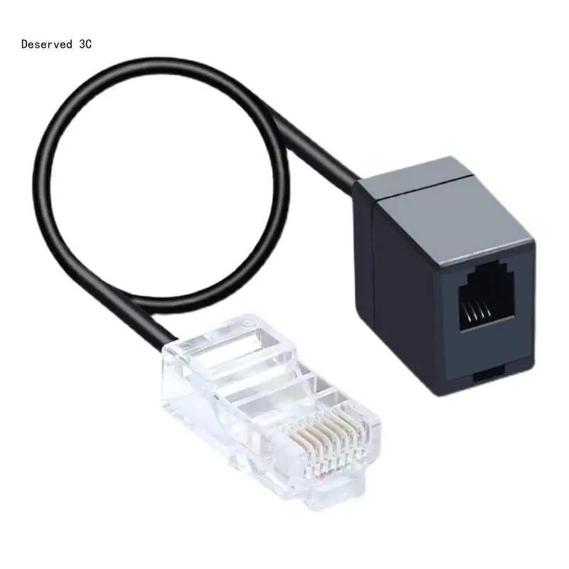 Solid RJ45 Ethernet to RJ11 Landlines Converter Adapter Cable Office Accessory