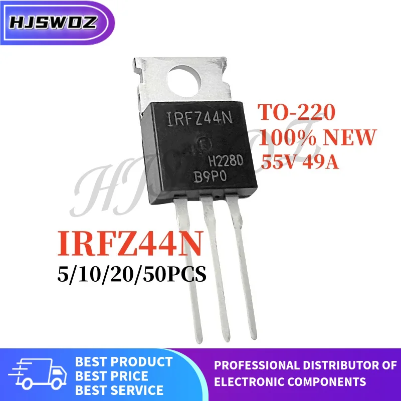 5-10-20-50 قطعة جديد IRFZ44N IRFZ44 TO220 IRFZ44NPBF 55V 49A 17.5mOhm 42nC TO-220 MOSFET الترانزستورات نوعية جيدة في المخزون
