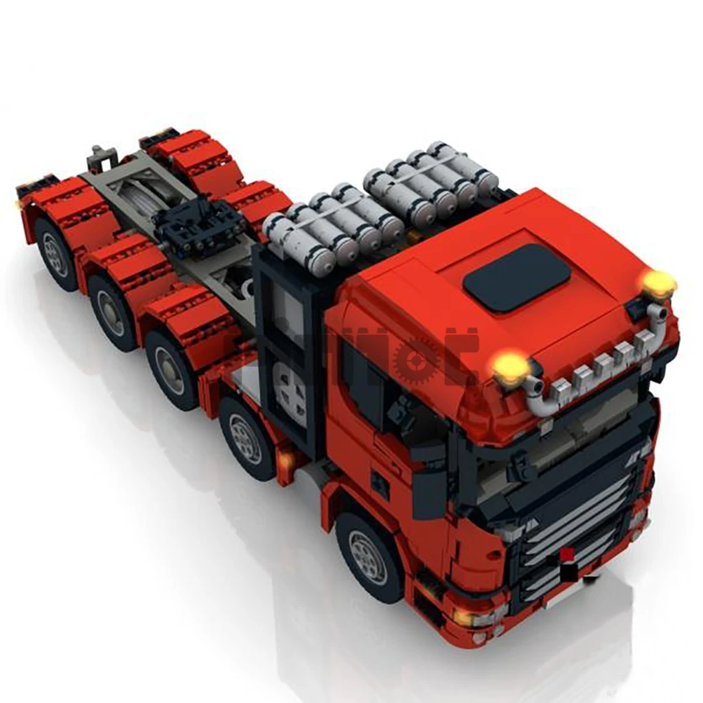 Moc-37157 Scania รถบรรทุกวิศวกรรม10x4 3958ชิ้นคำอธิบายทางอิเล็กทรอนิกส์ตัวต่อประกอบเทคโนโลยี