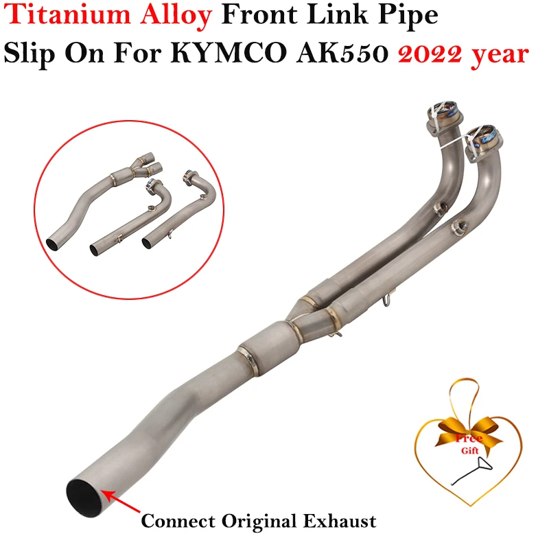 Titanium Alloy Slip On For KYMCO AK550 AK 550 2022 Year Motorcycle Exhaust System Escape Modify Front Link Tube Moto Muffler