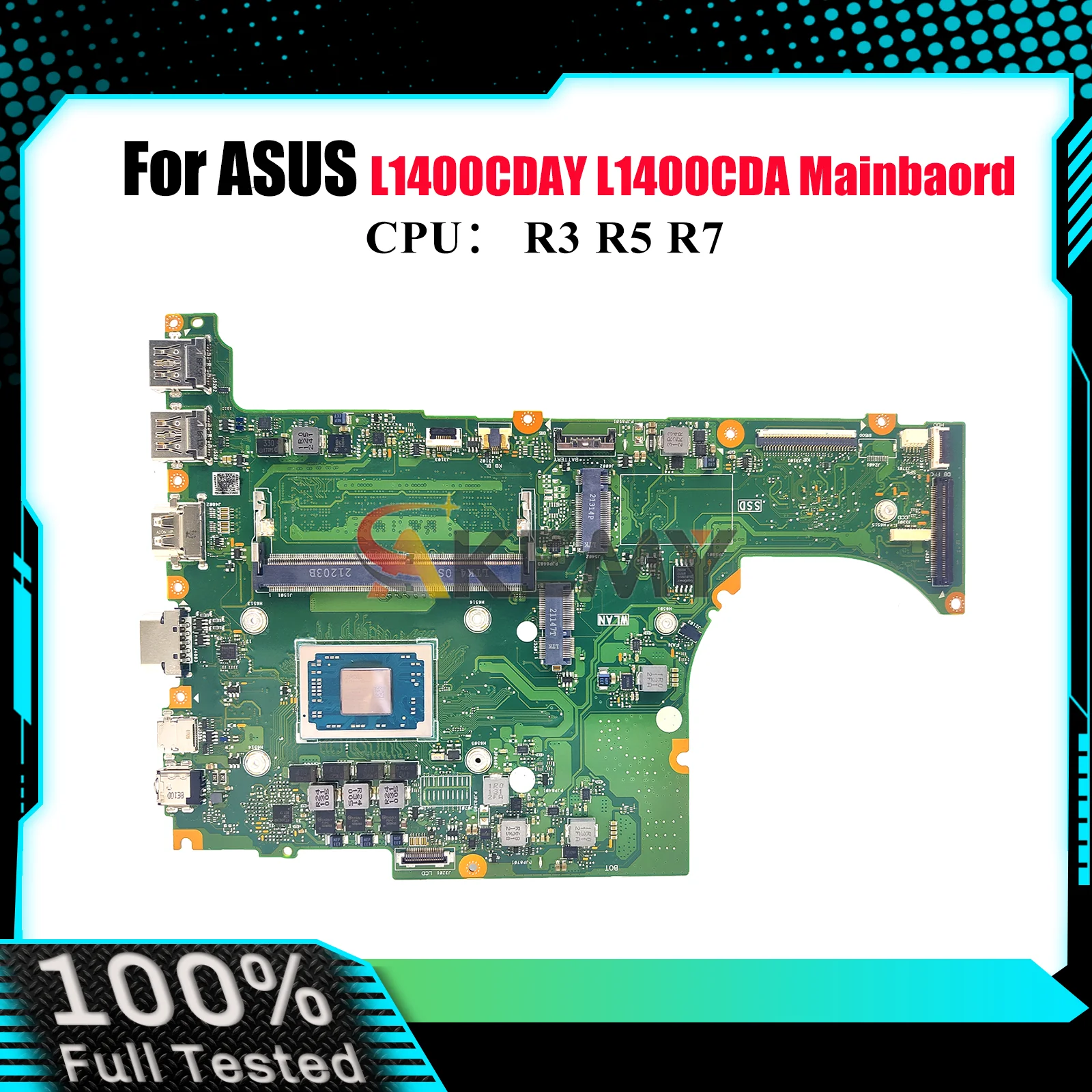 

L1400CDA Laptop Motherboard For ASUS VivoBook L1400CDAY L1400C Notebook Mainboard With R3 R5 R7 CPU 100% tests OK fast shipping