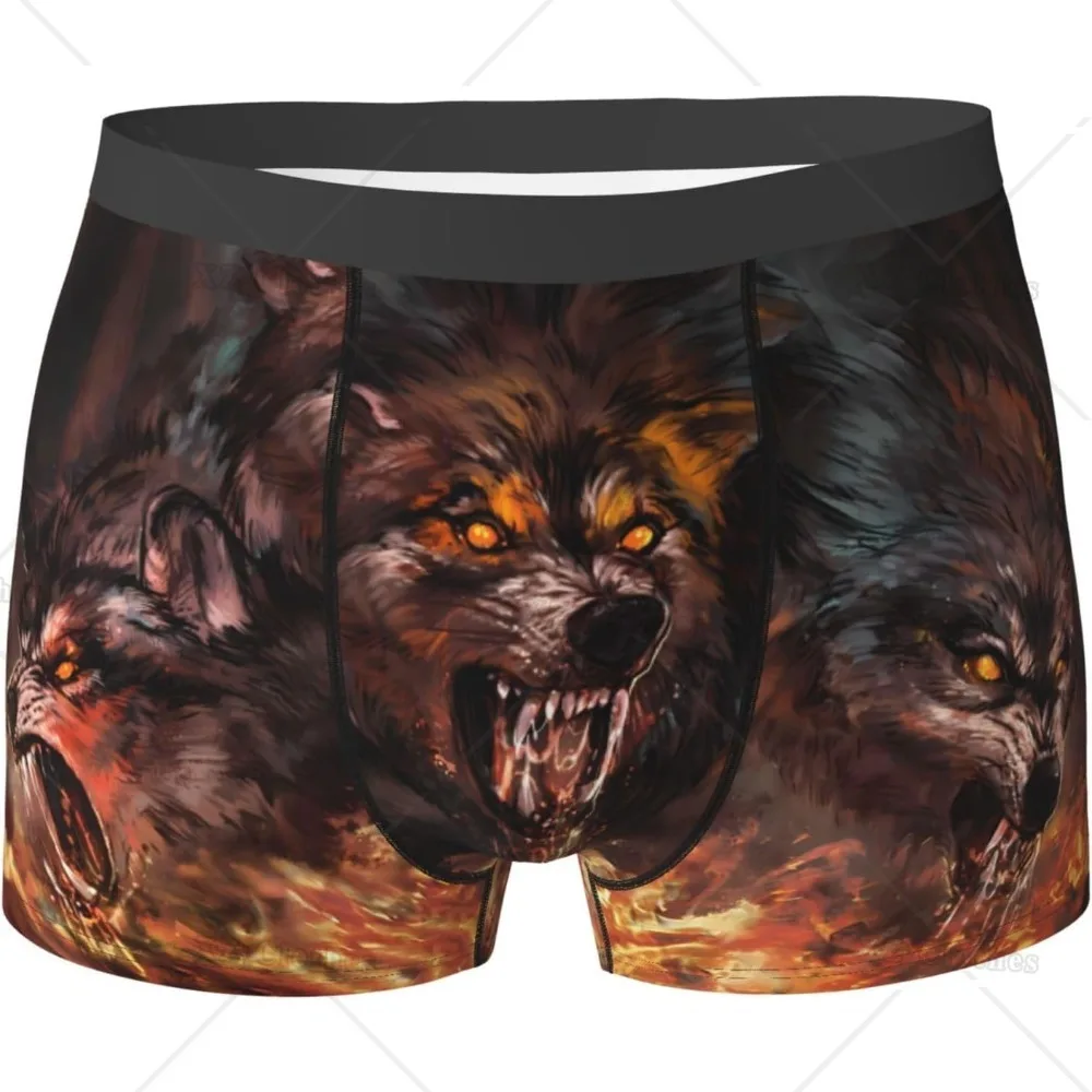 Fierce Wolf Pack Men's Funny Underwear Boxer Briefs Slight Elasticity Male Shorts, Novelty Stylish Gift for Men Boys