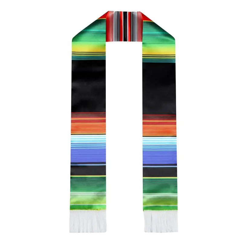 Mexican Graduation Sash Authentic Mexican Art Serape Stole Mexican Sash Scarf Colorful For Graduation Women Men Graduation  day